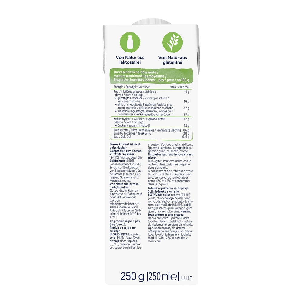 Alpro Cooking Soya – Vegane Kochcreme aus Soja mit neutralem Geschmack für warme und kalte Gerichte – 15 x 250 ml