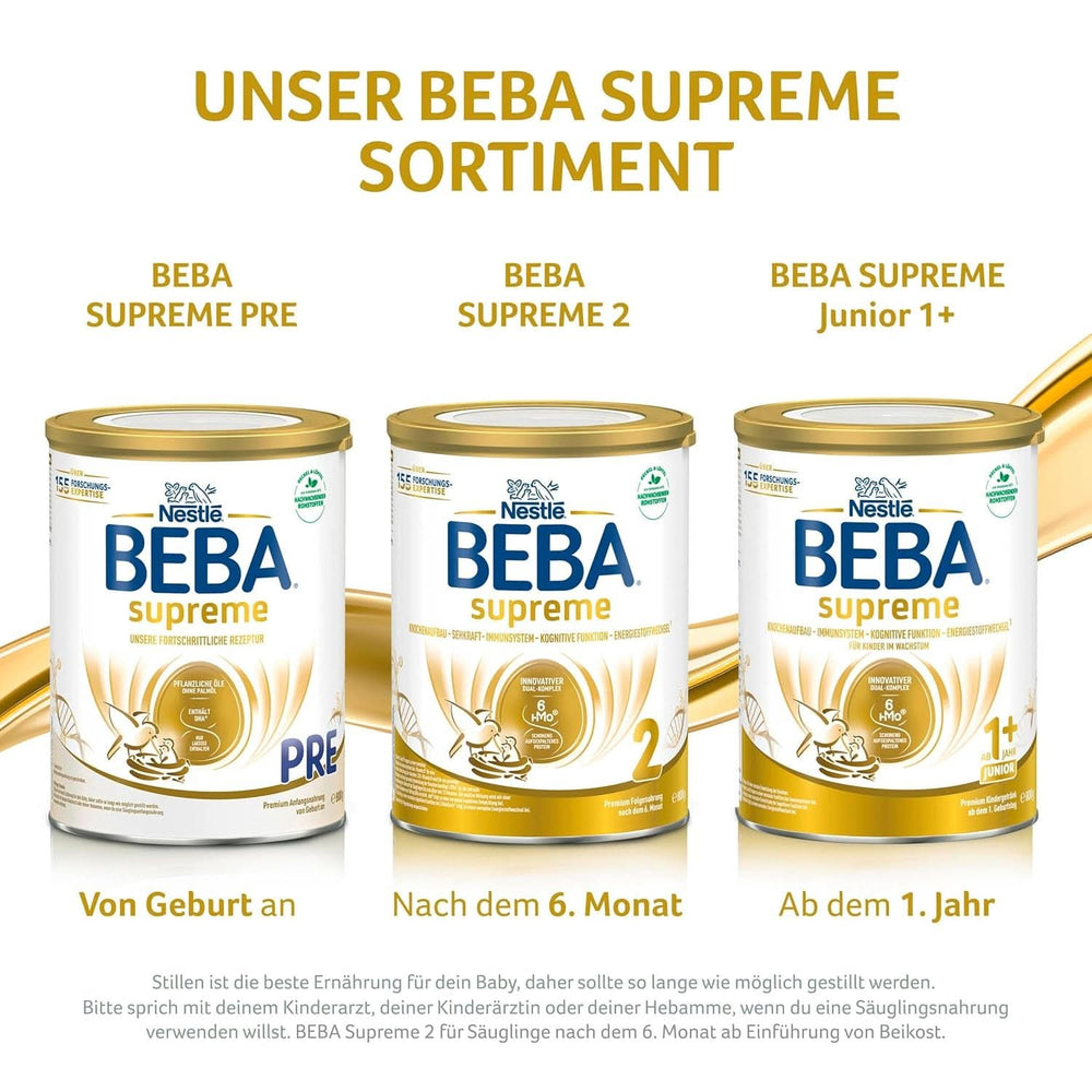 Kindergetränk BEBA SUPREME Junior 1+ ab 1 Jahr, Nahrung für Kinder mit 6 HMO-Komplex, nur Laktose, ohne Palmöl, Packung 6 (6 x 800 g) Mutter und Kind Naty Shop