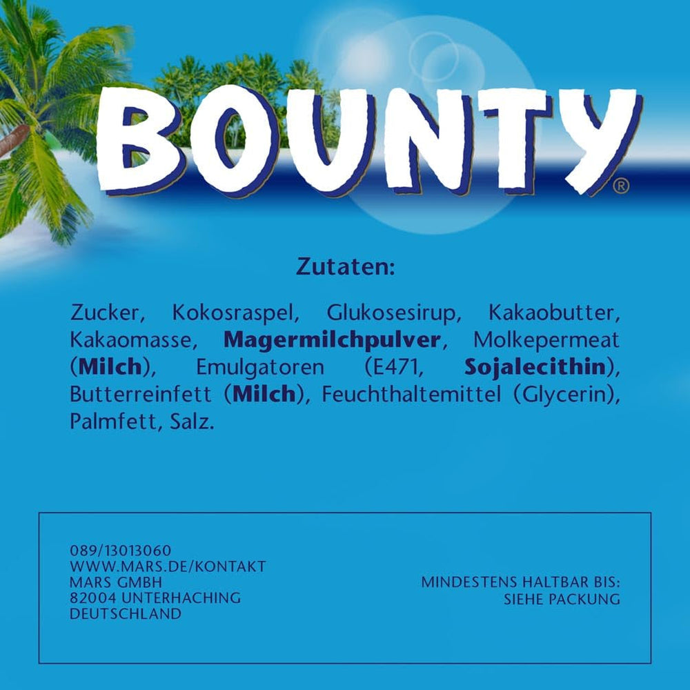 Batoane de ciocolată Bounty, aromă de cocos și ciocolată, 24 de batoane într-un pachet (24 x 57g)