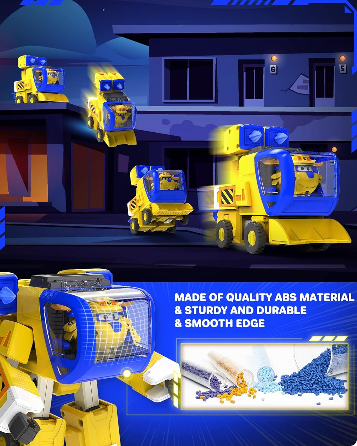 Super Wings EU750322 – Transformierender neuer Roboteranzug Donnie, ca. 23 cm große Actionfigur für Kinder, verwandelbares Spielzeugflugzeug und Roboter-Actionfigur, gelbe Actionfiguren, Naty Shop