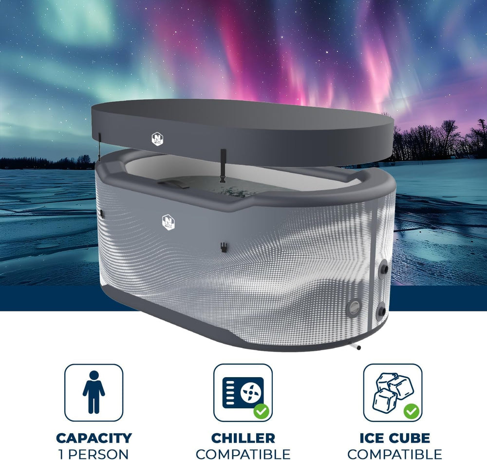 N NETSPA - SP-JRV300 – ICEBATH NETSPA JARVI Dropstitch: Kältetherapie Neue Generation – 170 x 92 x 67 cm – 1 Person – 300 l