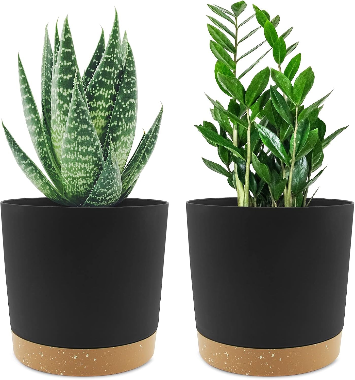 Ghiveci de flori set de 2 12,7 cm, ghivece pentru plante de interior cu găuri de drenaj și bază detașabilă, farfurioare decorative moderne pentru jardiniere de grădină de exterior (alb 12,7 cm)