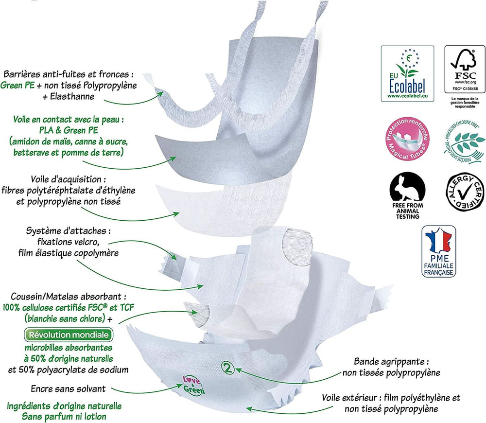 Love & Green, Windeln für Kinder, hypoallergene Windeln für Mutter und Kind Naty Shop