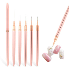 Nail Art Liner-Pinsel 5-Teiliges Gel-Nagellack-Malerei-Nagel-Punkt-Zeichnungs-Werkzeug Für Lange Linien Kunst-Design-Stift-Set Metallgriff Nail-Art-Design-Pinsel Für Frauen