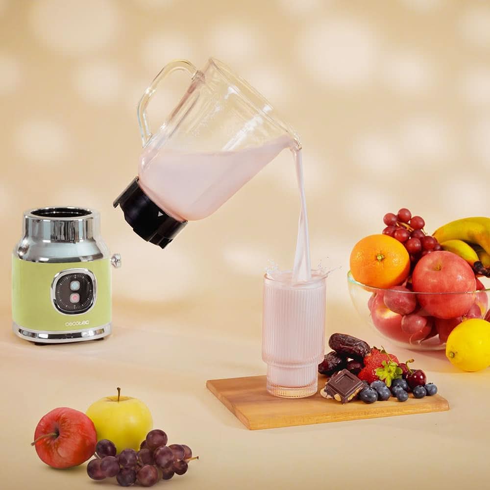 Cecotec Standmixer Retro Retrotwist Grün. 800W Maximale Leistung, Pulse-Funktion, 4-Klingen-Messer Mit Schwarzer Titanbeschichtung Und 1L Krug, Vintage-Design in Grün Kitchen Naty Shop