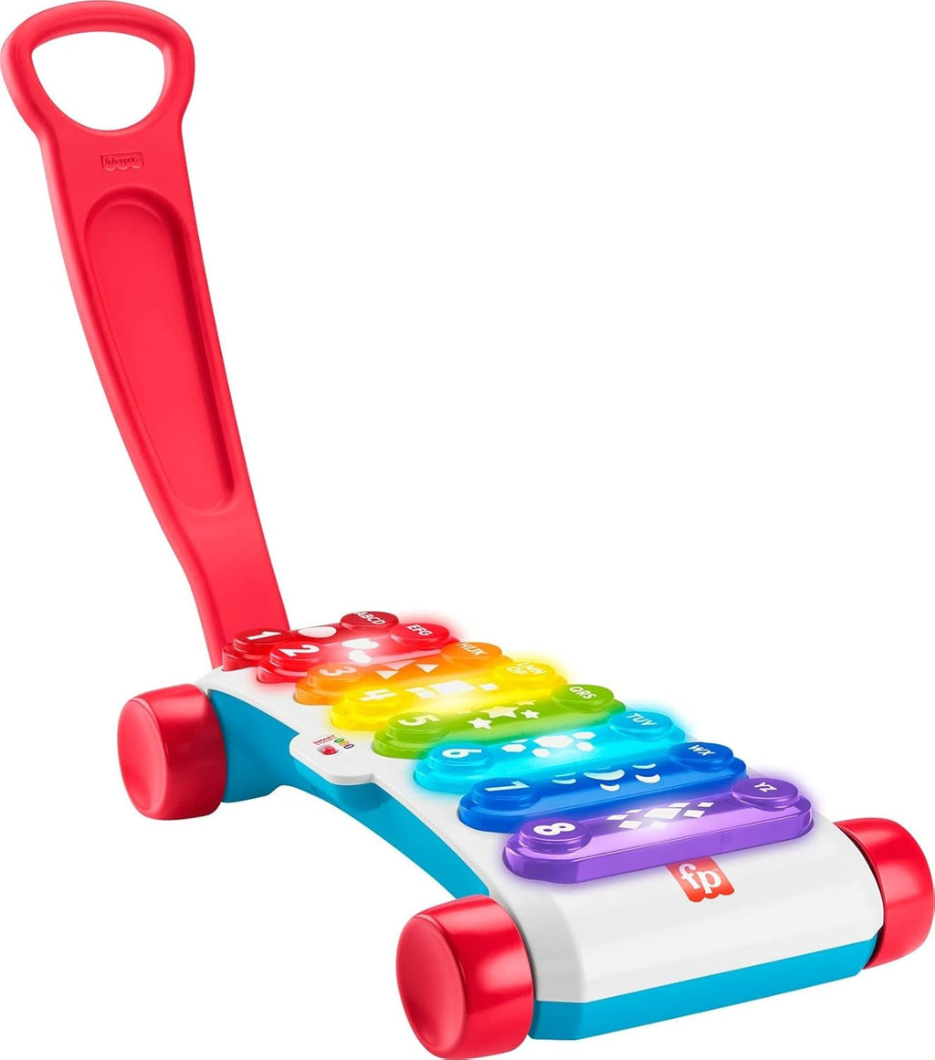 Fisher-Price Light-up gigant xilofon - instrument muzical electronic pentru a trage împreună cu melodii cu conținut de învățare, pentru copii, copii mici de la 9 luni, multicolor, versiune: franceză, HJK40 Jucarii Bebe Naty Shop Uk-engleză