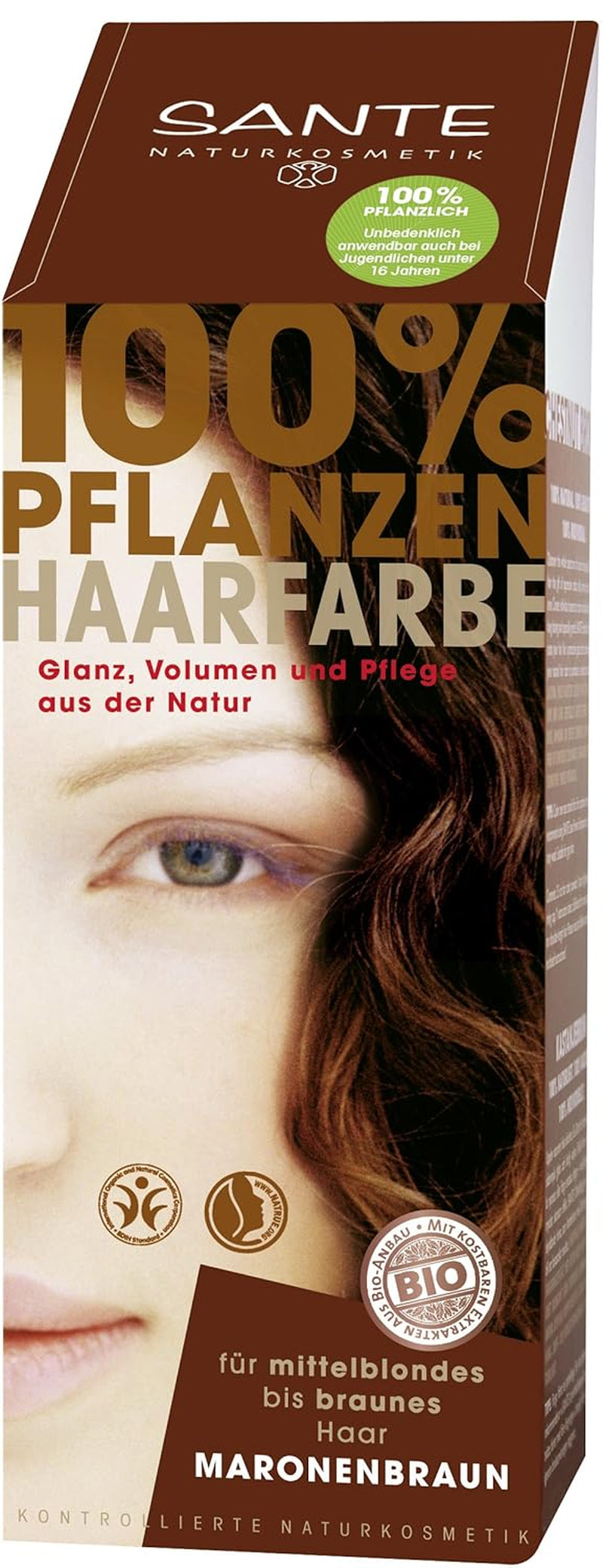 SANTE Natural Cosmetics Plant Hair Colour Powder, Natural Red, 100 g (1 pachet) Vopsea pentru par Naty Shop Castaniu 100 G (1 pachet)