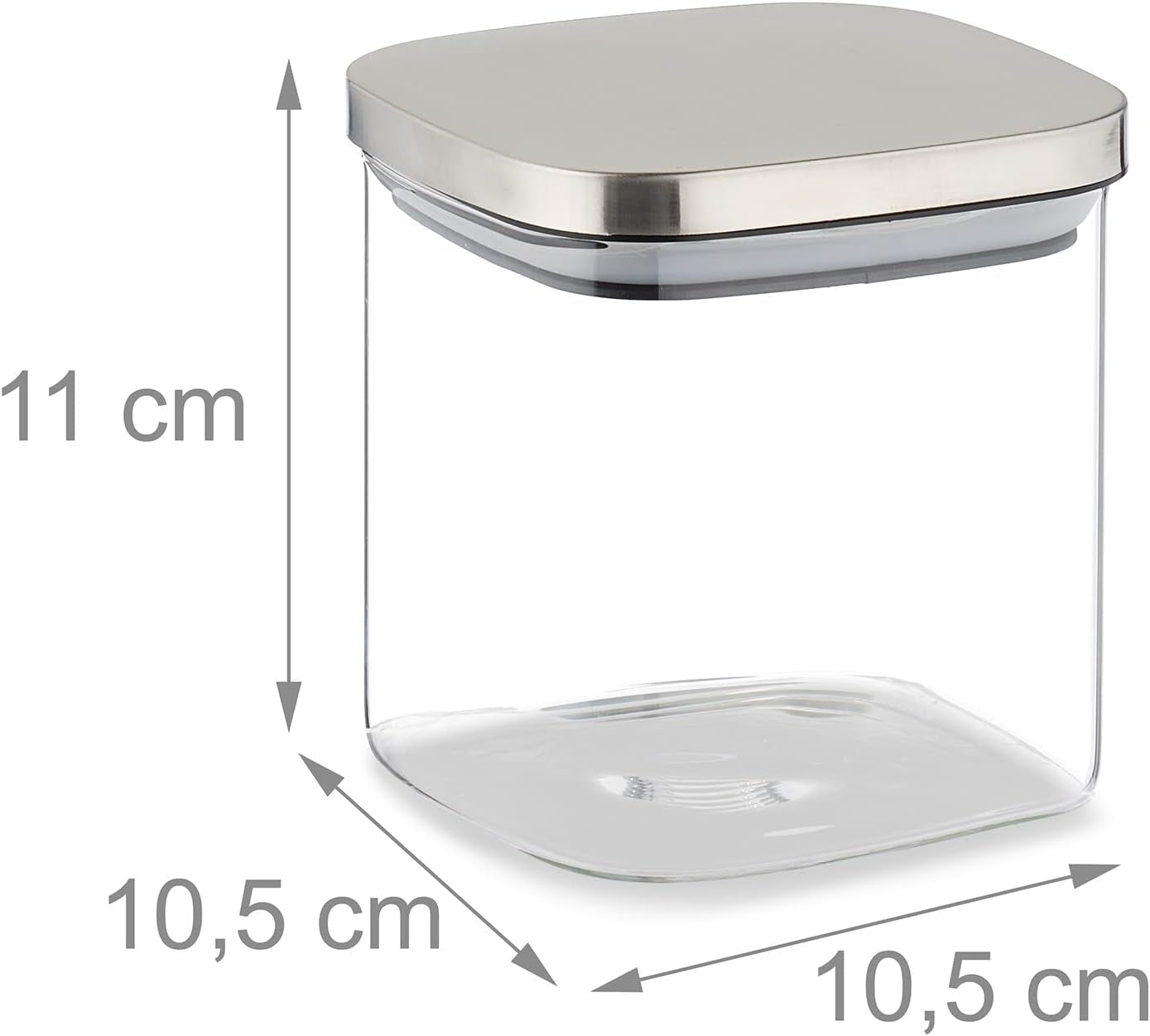 Borcane de depozitare Relaxdays cu capac, set de 3, 600 ml, borcane de depozitare pătrate, recipiente de sticlă etanșe, transparente/argintii Cutii depozitare alimente Naty Shop