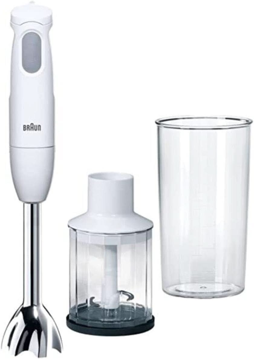 Braun Stabmixer MQ10.001M Multiquick 1 - Extra Light Pürierstab Mit Edelstahl-Mixfuß Und Easytwist System, Inkl. 600 ml Mix- & Messbecher, 450 Watt, Weiß Mutter und Kind Naty Shop Mq 120 Pesto