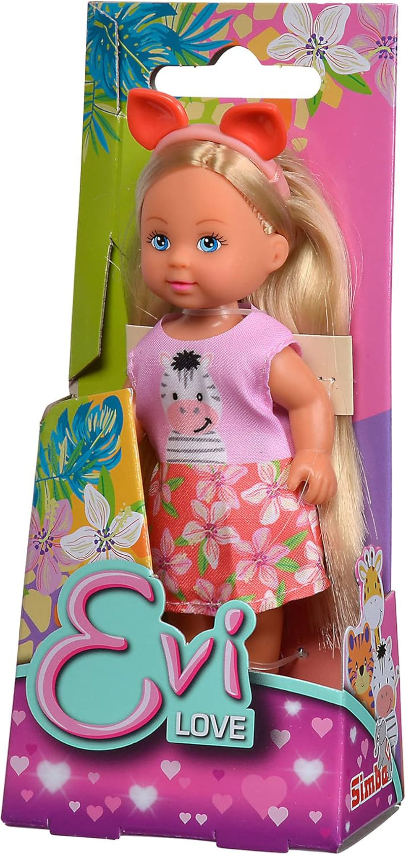 Simba 105733623 - Evi Love Cutie, 3 asortate, Se livrează un singur articol, Păpușa de joacă poartă un costum drăguț de animal cu bentiță, 12cm, De la 3 ani Papusi Naty Shop