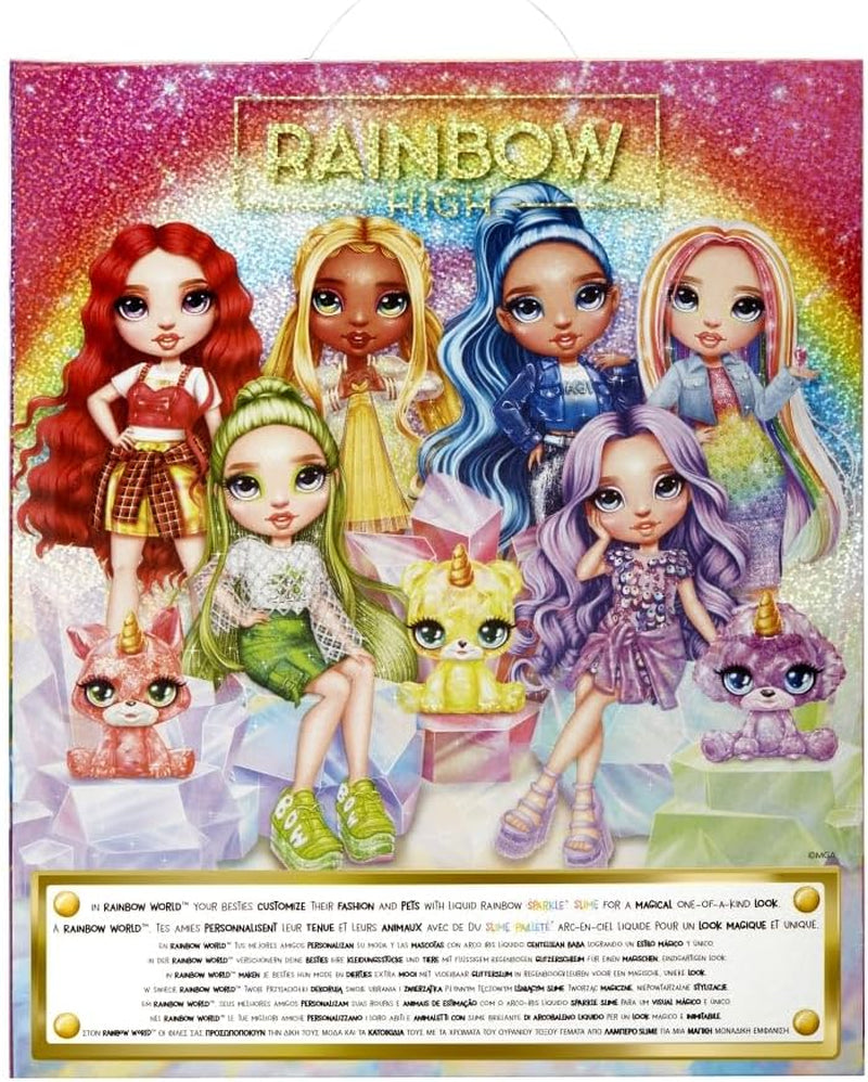 Rainbow High Fashion Doll mit Schleim und Haustier – Amaya (Regenbogenfarben) – 28 cm große Glitzerpuppe mit Glitzerschleim, magischem Tier und Modeaccessoires – Spielzeug für Kinder – 4–12 Jahre Naty Shop Dolls
