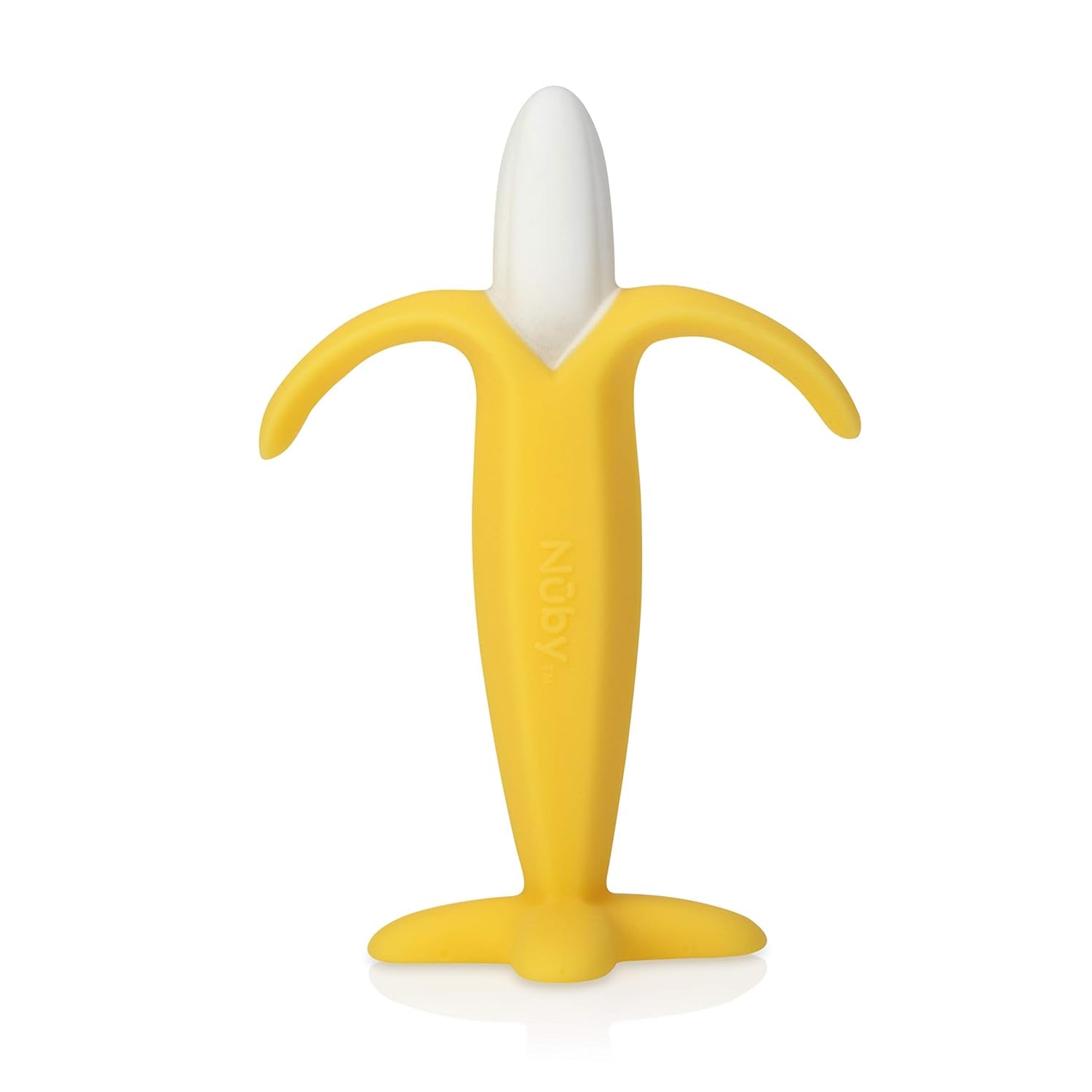 Inel de dentiție calmant Nuby din banane și porumb, pachet de 2, de la 3 luni