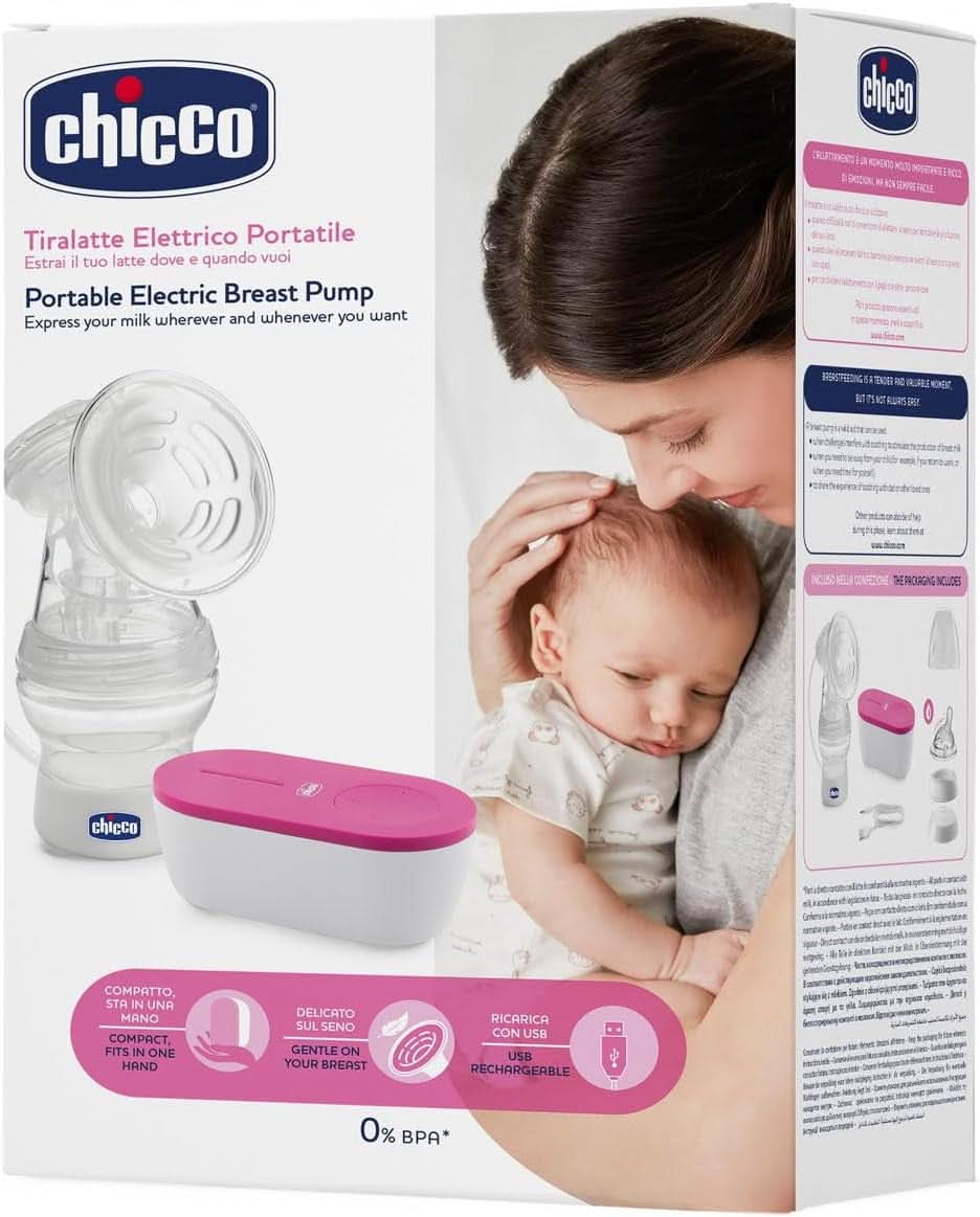 Chicco, tragbare elektrische Milchpumpe, 5 Intensitätsstufen, 150 ml Lebensmittel- und Stillzubehör Bebe Naty Shop