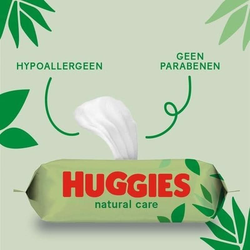 Huggies® Natural Care Baby-Feuchttücher, 10 x 56 Tücher, hergestellt aus Hautpflegefasern für eine gesunde Haut, angereichert mit Aloe Vera Baby-Feuchttücher Naty Shop