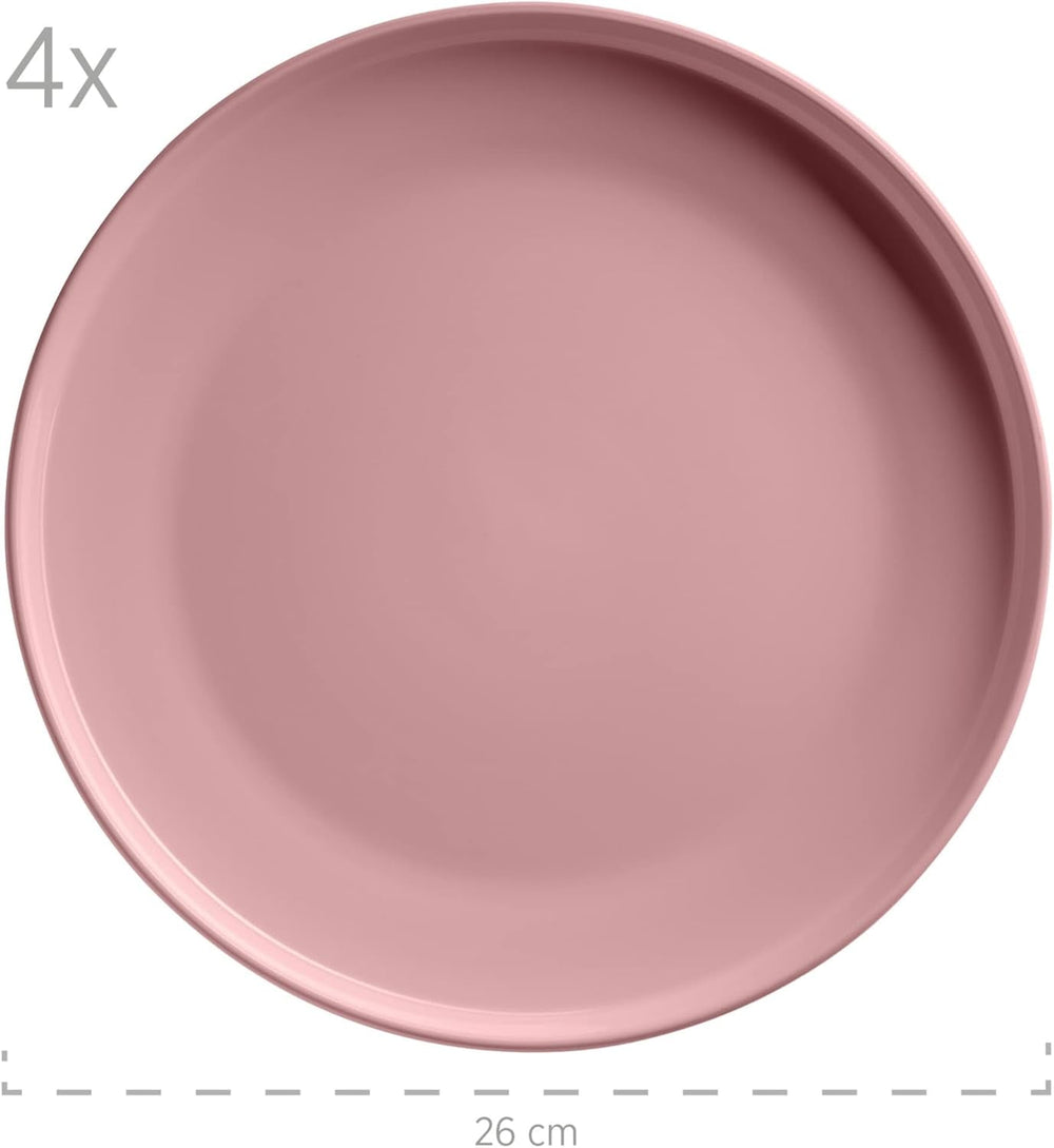 MÄSER 934005 Seria Alenia, Set de veselă pentru 4 persoane în design scandinav modern, Set combinat ceramic cu 16 piese în roz, Gresie