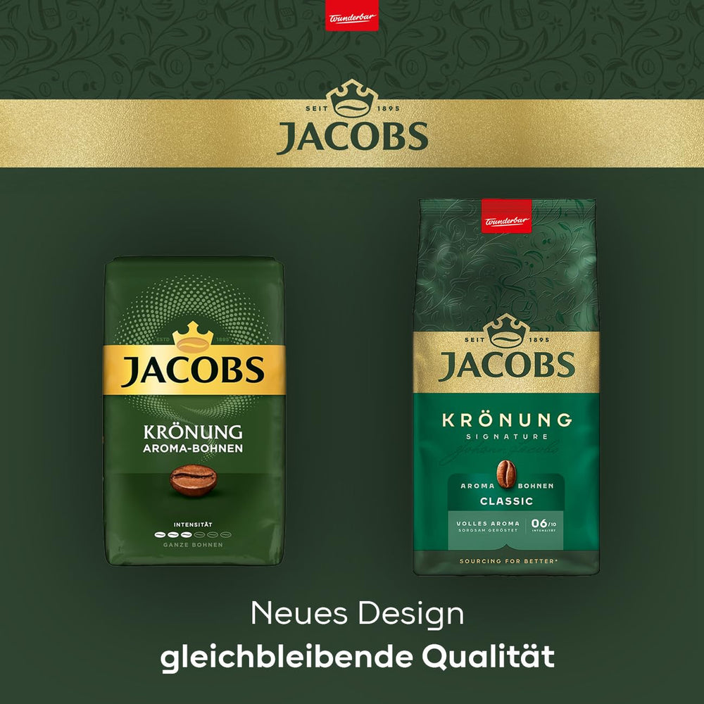 Jacobs Krönung Aroma Beans Classic, voller Geschmack, Nüsse, Zitrusnoten, Arabica- und Robusta-Bohnen, Intensität 6/10, ideal für klassischen Kaffee Cafea Naty Shop