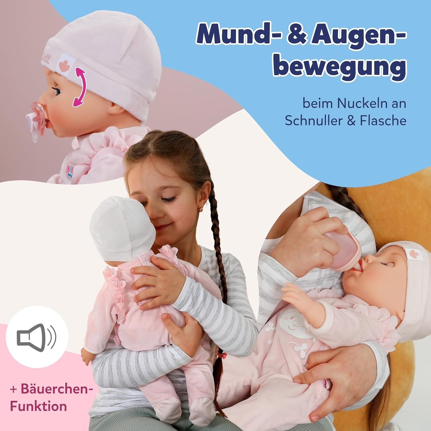 BABY Born Annabell 43 cm - Păpușă moale cu 7 funcții electronice și sunet - Potrivită pentru copii cu vârsta de la 3 ani în sus - Păpușa include accesorii - Necesită baterii