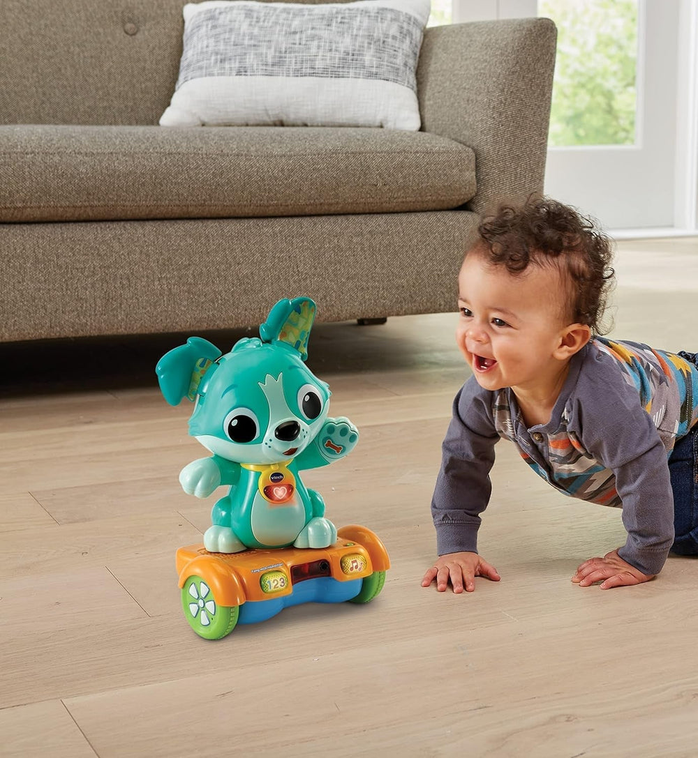 Vtech Baby Catch Me Puppy - Cățelușul hoverboard motorizat încurajează mișcarea - Cu urechi mișcătoare, cântece, sunete și conținut de învățare - Pentru copii cu vârsta cuprinsă între 12-36 luni Jucarii Bebe Naty Shop