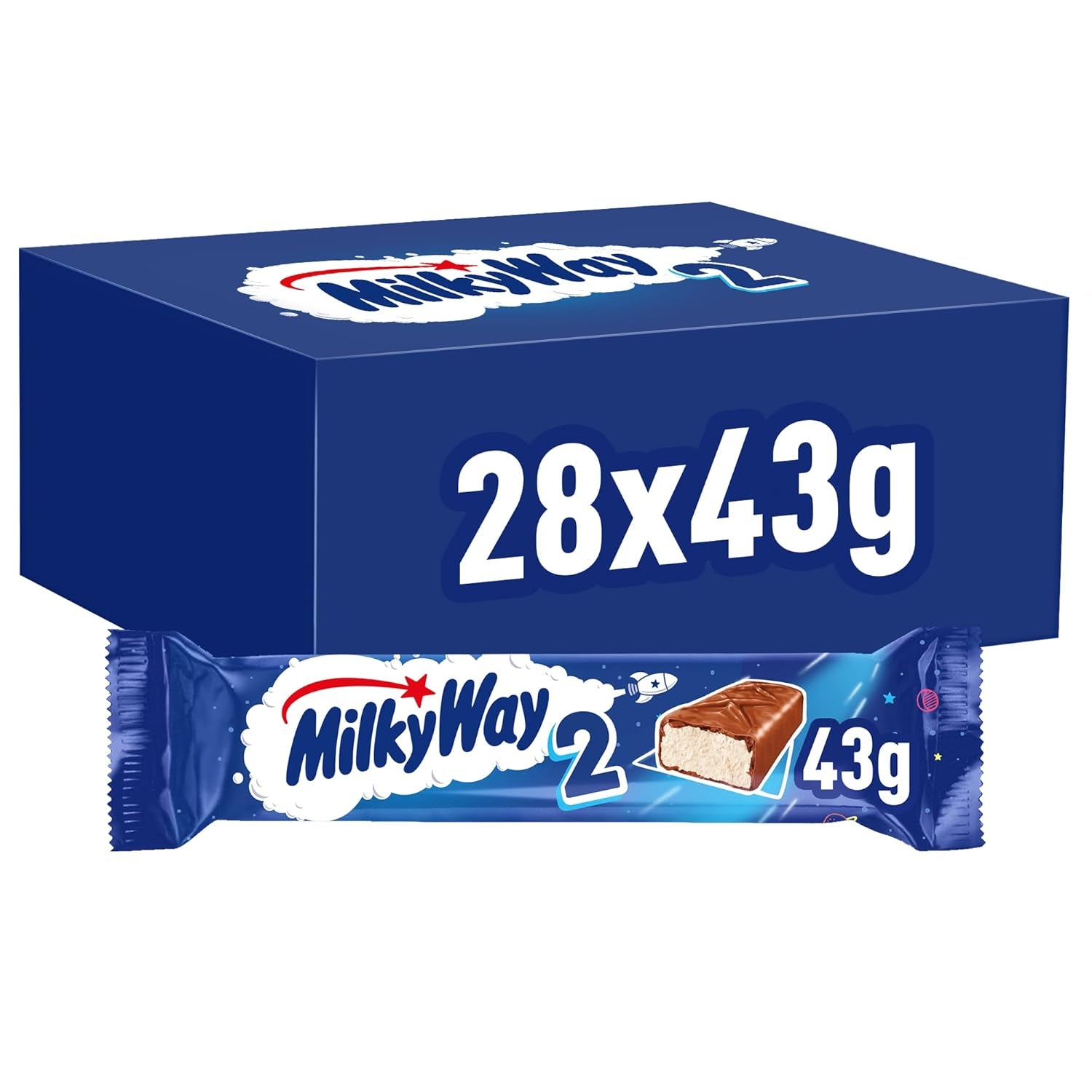 Batoane de ciocolată | Cremă de lapte | 28 de batoane duble într-o cutie (28 x 43 g)