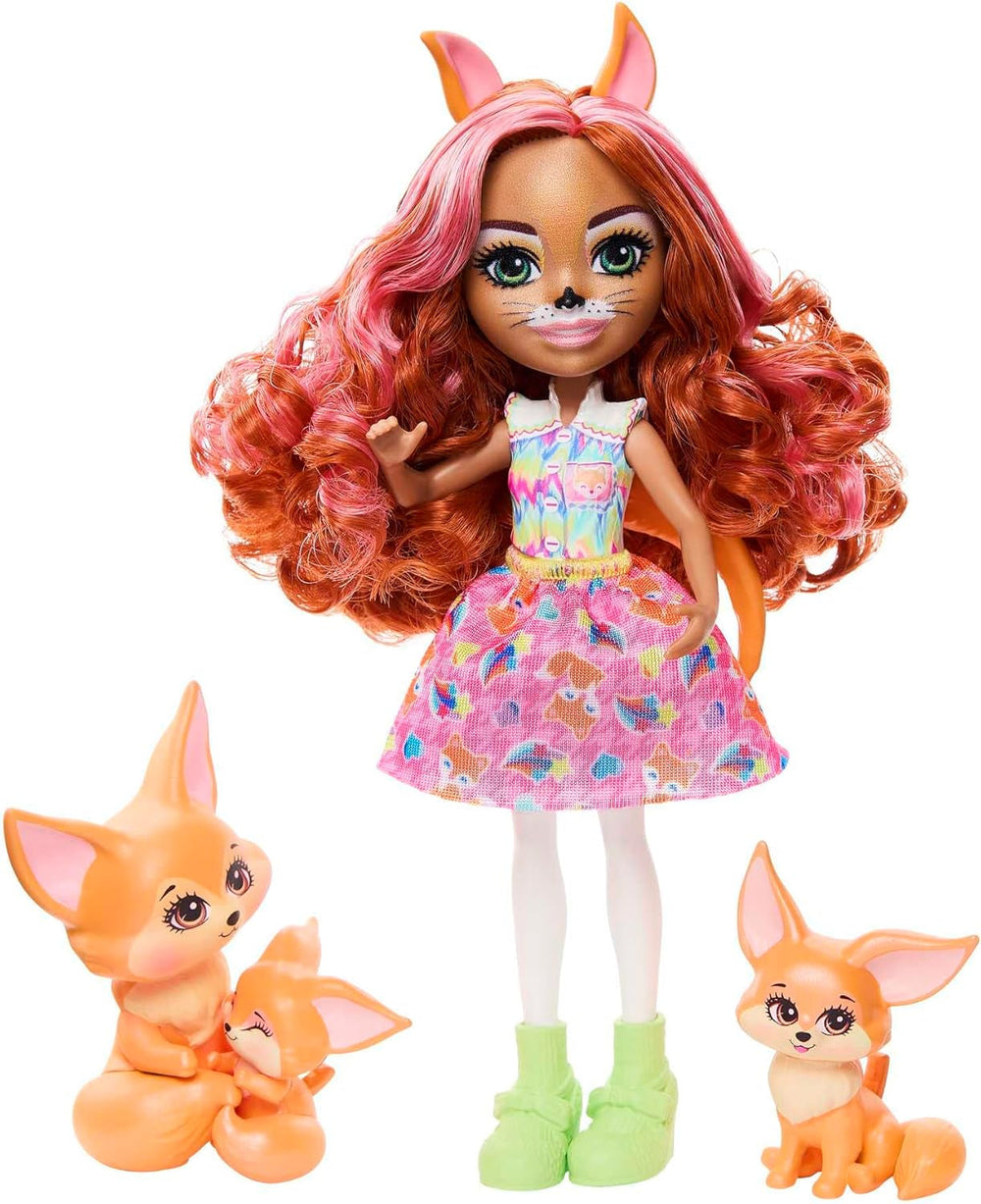 Enchantimals City Tails Gerika Golden Retriever Familie - Puppe mit 3 Tierfiguren, abnehmbarem Rock und Schuhen, fördert fantasievolles Spielen, für Kinder ab 4 Jahren, HHB85