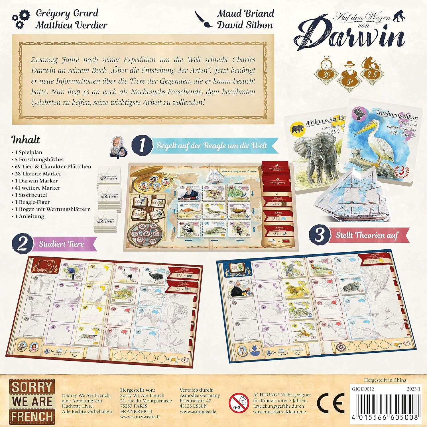 Sorry, We're French, Darwin's Paths, Familienspiel, Spiel des Jahres 2024 nominiert, 2-5 Spieler, ab 8 Jahren, 30 Minuten, Deutsch