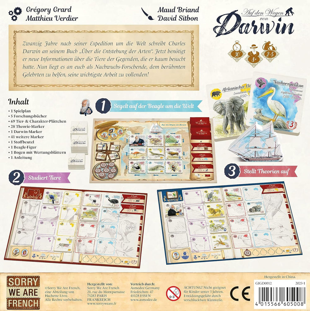 Sorry, We're French, Darwin's Paths, Familienspiel, Spiel des Jahres 2024 nominiert, 2-5 Spieler, ab 8 Jahren, 30 Minuten, Deutsch