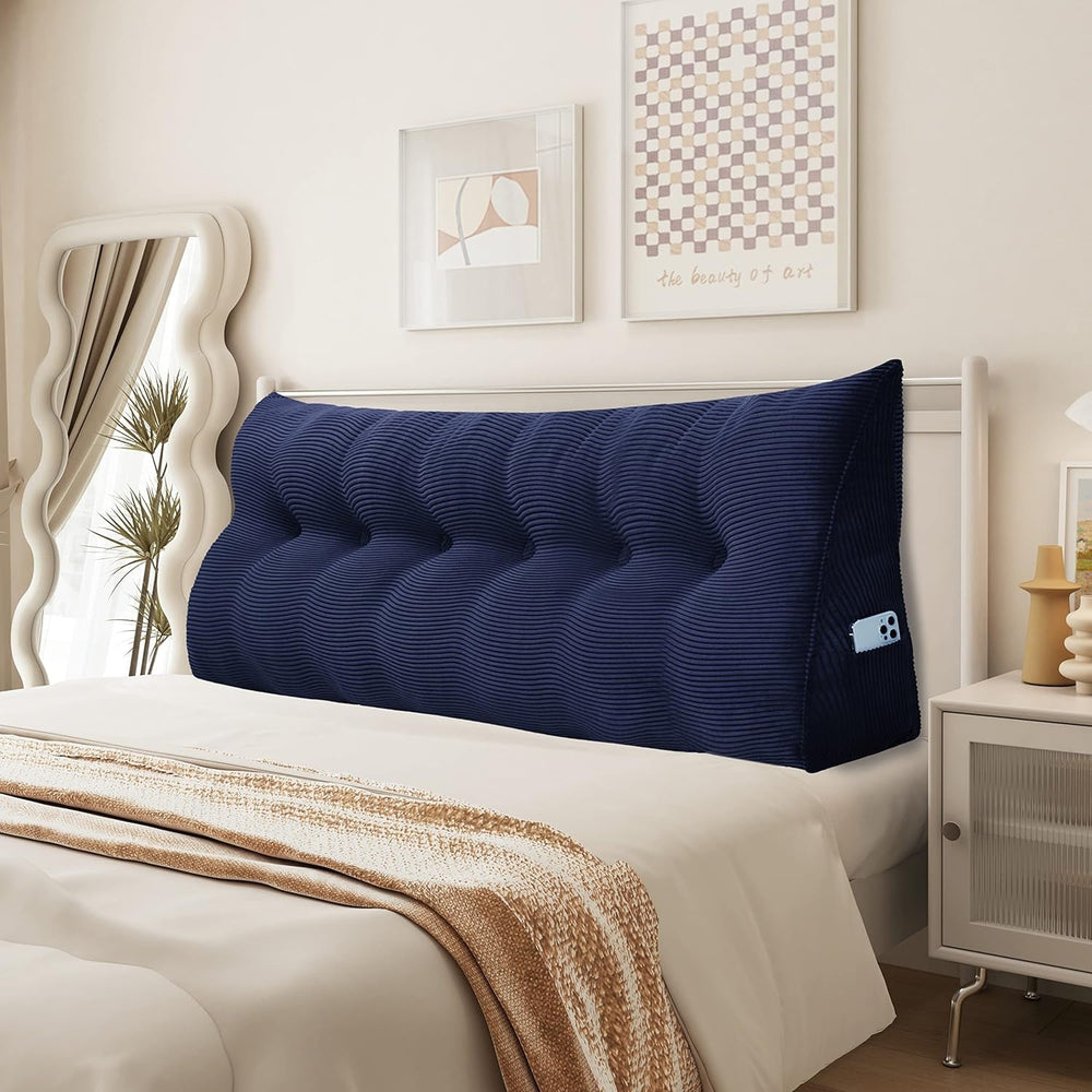 Pernă Johnear cu pană, pernă de citit pentru pat și canapea, pernă pentru spătar, pernă pentru tăblie, pernă lombară triunghiulară mare (gri, 45 cm)