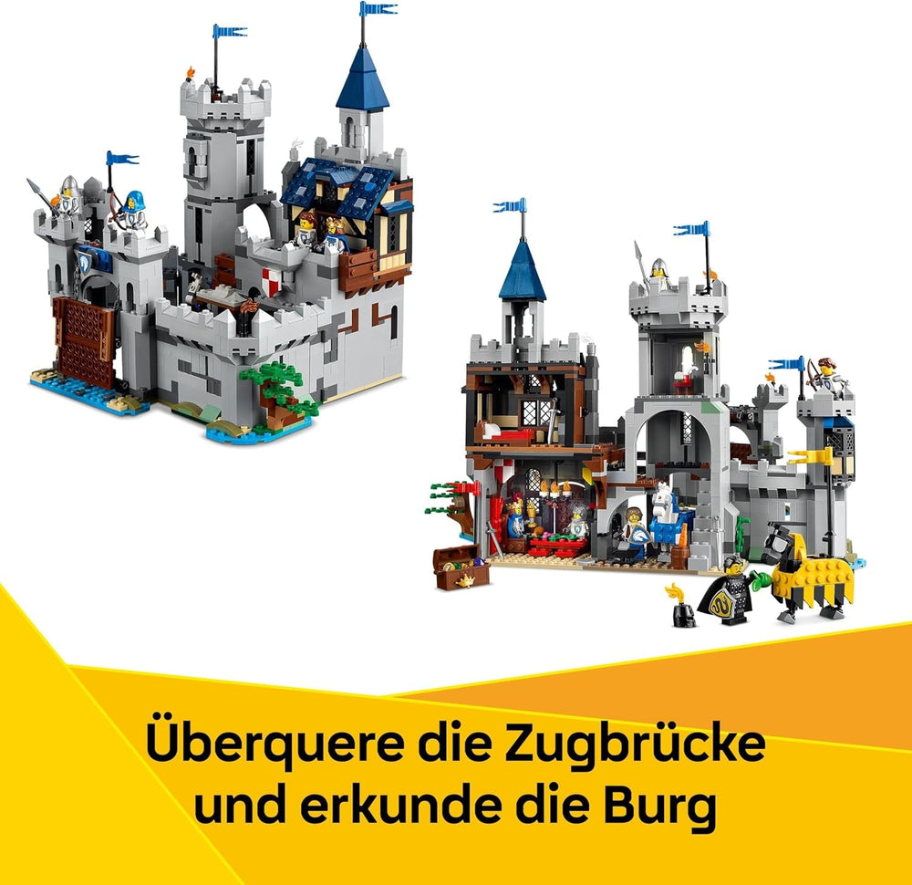 LEGO Creator Ritterburg im Mittelalter - 3-in-1-Bauset - Spielzeug Ritterburg - Umwandelbar in Ritterturnier-Szene oder Stadt - 6 Minifiguren - Geschenk für Jungen und Mädchen ab 9 Jahren 31168