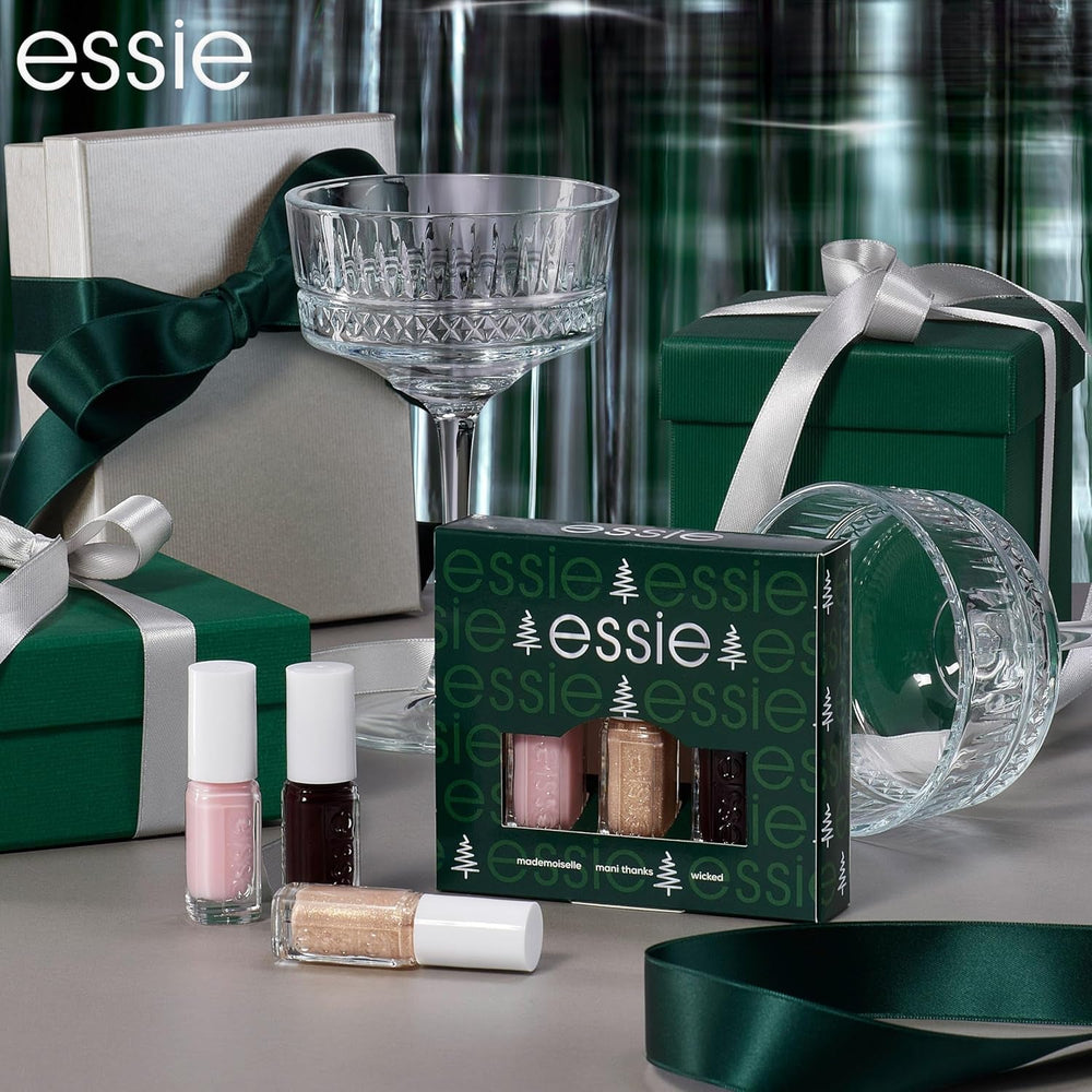 Kit Essie Mini Trio XMAS, nr. 13 Mademoiselle + nr. 49 Wicky + nr. 570 Mani Thanks, 3 x 15 ml