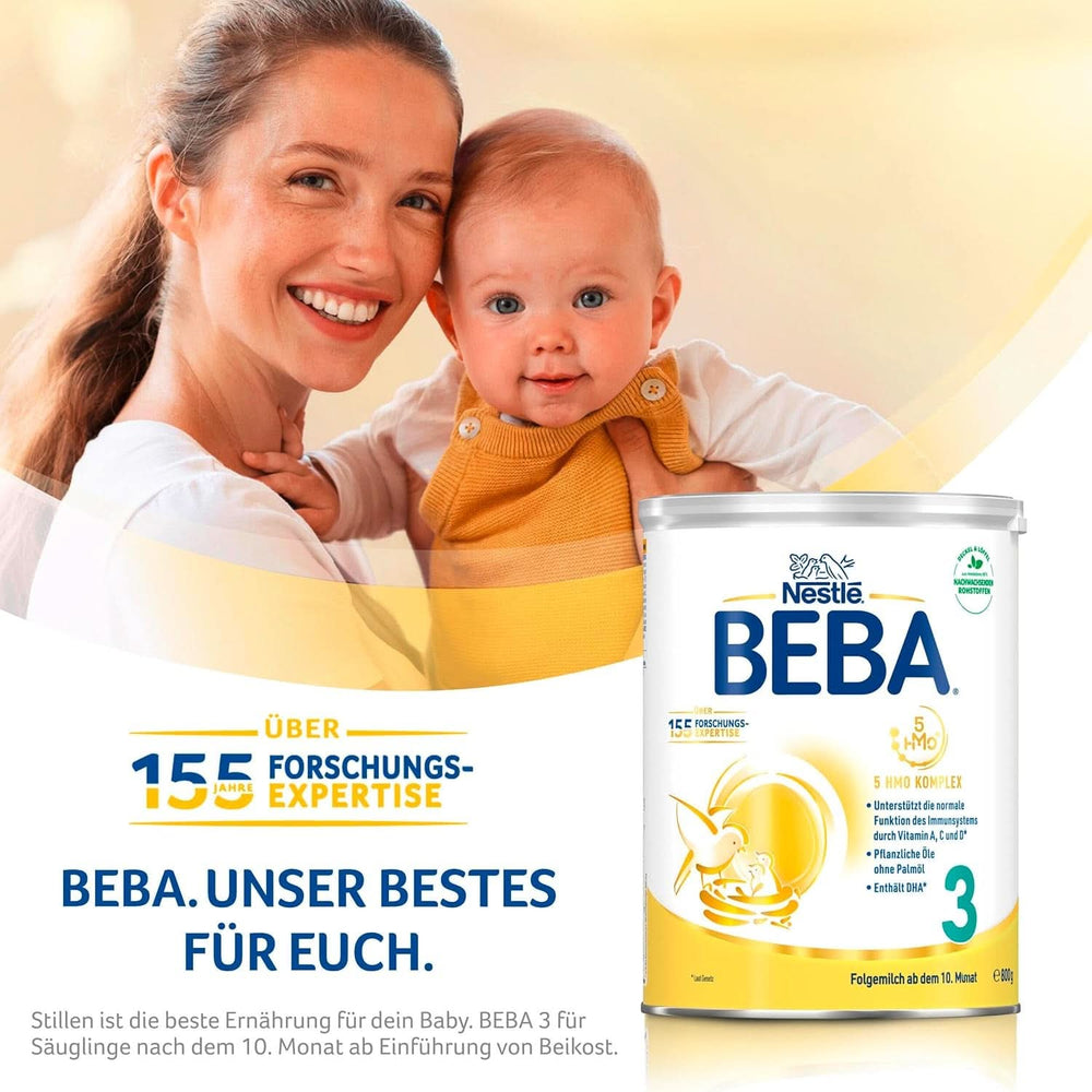 Nestle BEBA 2 Folgemilchpulver nach 6 Monaten, mit Komplex 5 HMO, nur Laktose, ohne Palmöl, 3er Pack (3 X 800G) Mutter und Kind Naty Shop
