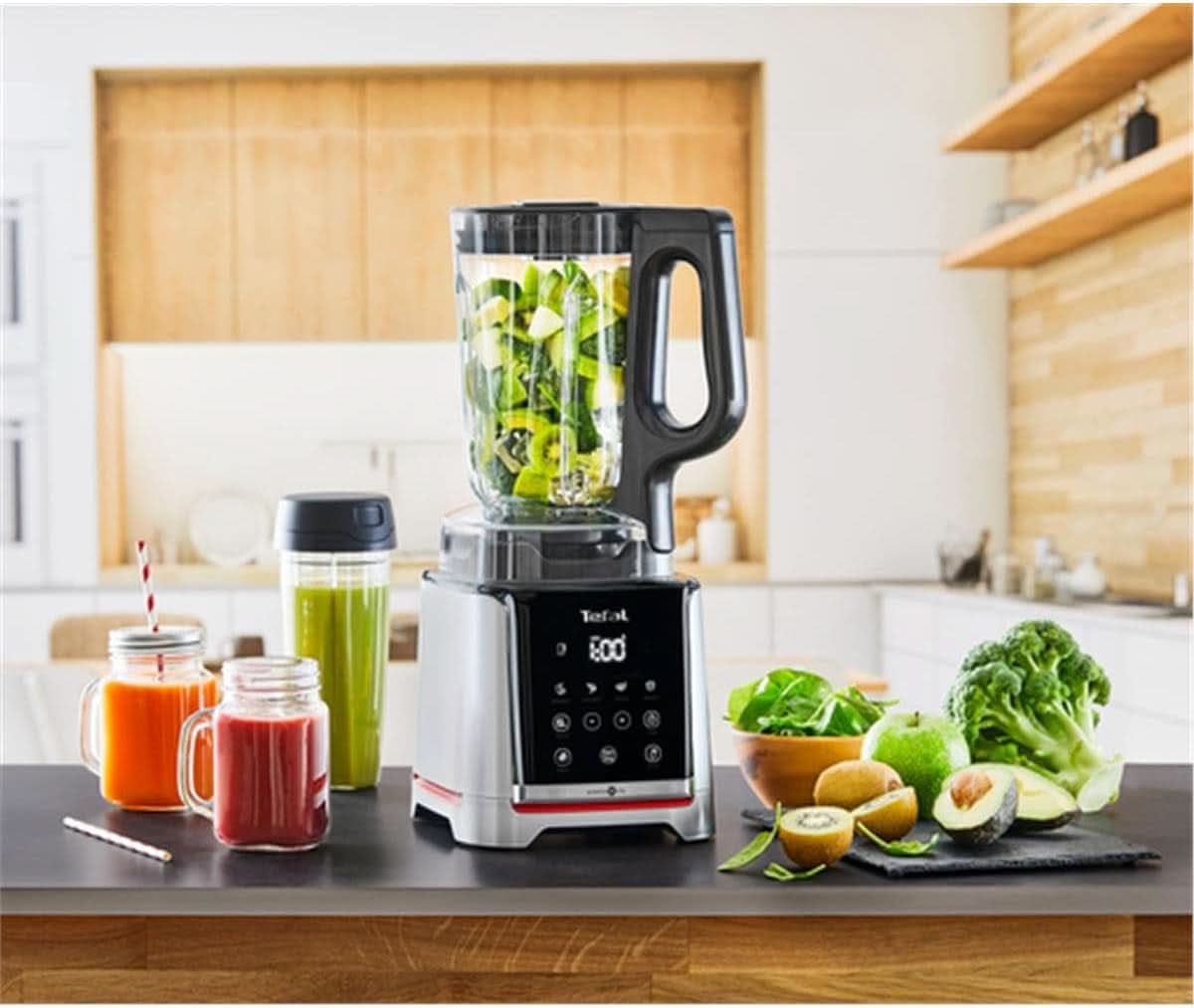 Tefal Infinymix Hochgeschwindigkeits-Standmixer, 5 Auto-Programme + manuelle Einstellung, 2.6-L-Tritan-Behälter, Inkl. 600Ml Reisebecher/Stampfer/Rezeptheft, Silber, BL91HD31 Mutter und Kind Naty Shop