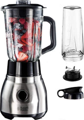 Russell Hobbs Standmixer 2-in-1 [1,5L Glasbehälter Mixer & 0,6L Mini Smoothie Maker -To-Go-Trinkflasche inkl. Deckel] Spülmaschinenfest, Impuls-/Ice-Crush-Funktion, Becher BPA Frei, Edelstahl 23821-56 Kitchen Naty Shop Standmixer 2-In-1