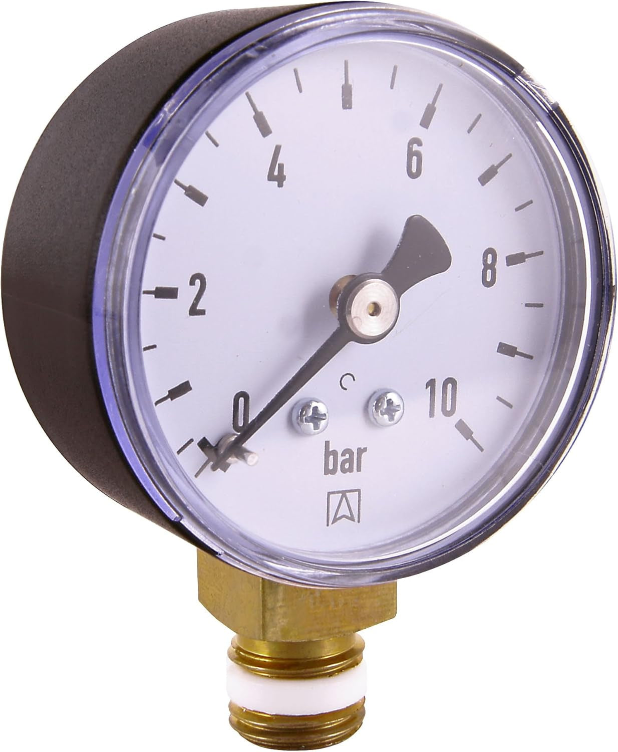 Manometru Cornat cu racord inferior de 1/4" - Negru - Potrivit pentru filtre de spălare inversă cu reductor de presiune - Plastic - Autoetanșare cu inel de etanșare din PTFE / Manometru / Aer comprimat / Manometru / DMMU14