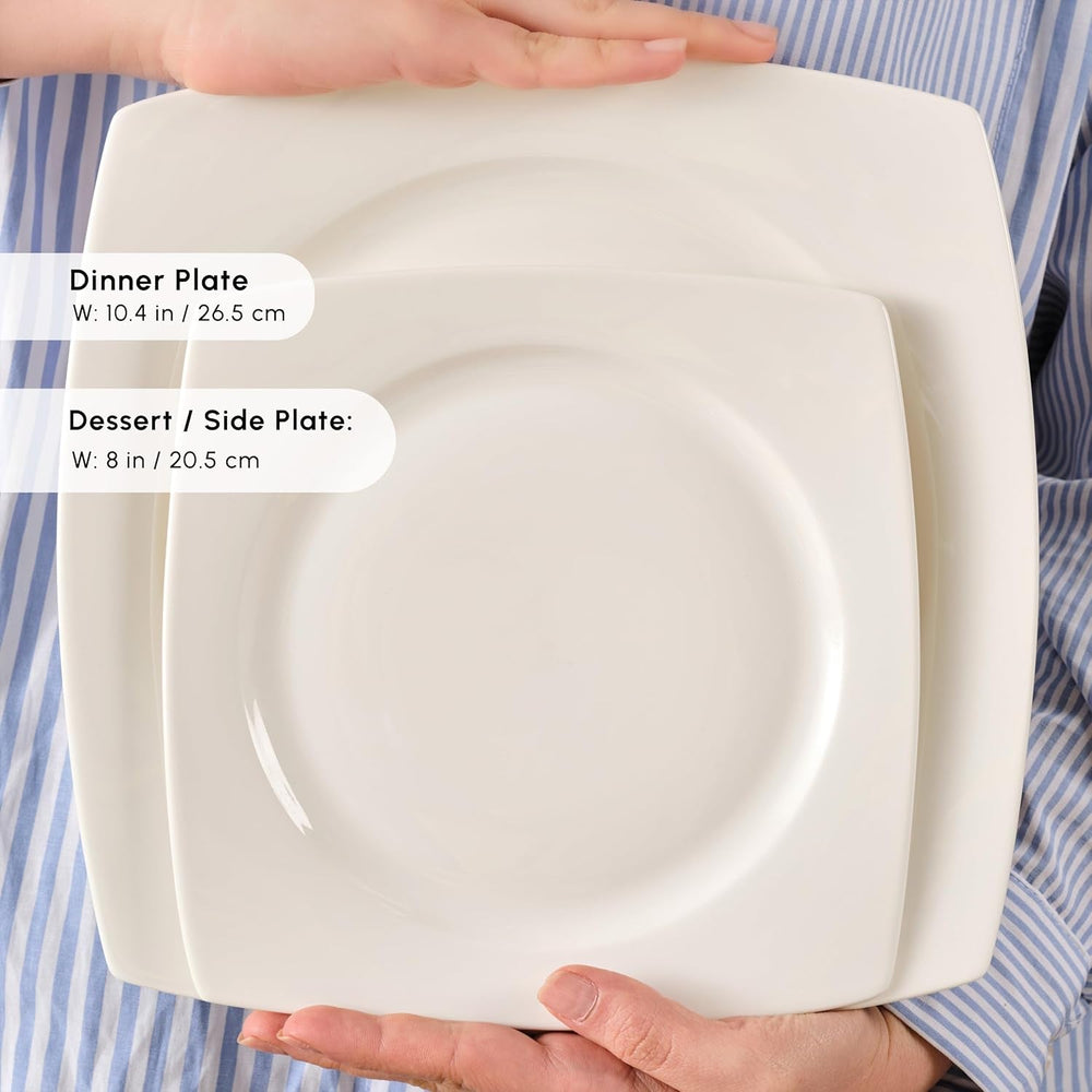Set de veselă Karaca Jamie White pentru 12 persoane, 52 de piese - Veselă elegantă din porțelan pentru 12 persoane | Include farfurii, căni, boluri |