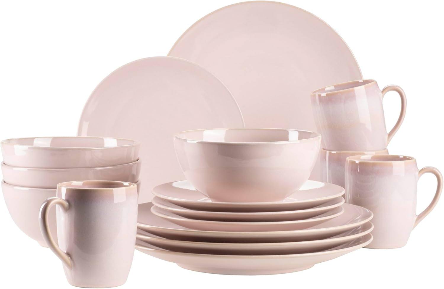 MÄSER 931736 Geschirr-Set Für 4 Personen Im Mediterranen Vintage-Look, 16-Teiliges Kombiservice in Sandigem Grau, Keramik, Sandgrau Tableware Sets Naty Shop Rosa