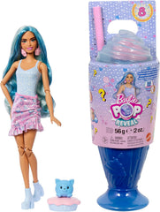 Barbie Pop Reveal Serie Set aus Modepuppe und Zubehör, Treat-Serie, Cool Cupcake Design mit Haustier, 8 Überraschungen inklusive Farbwechsel, JFY61