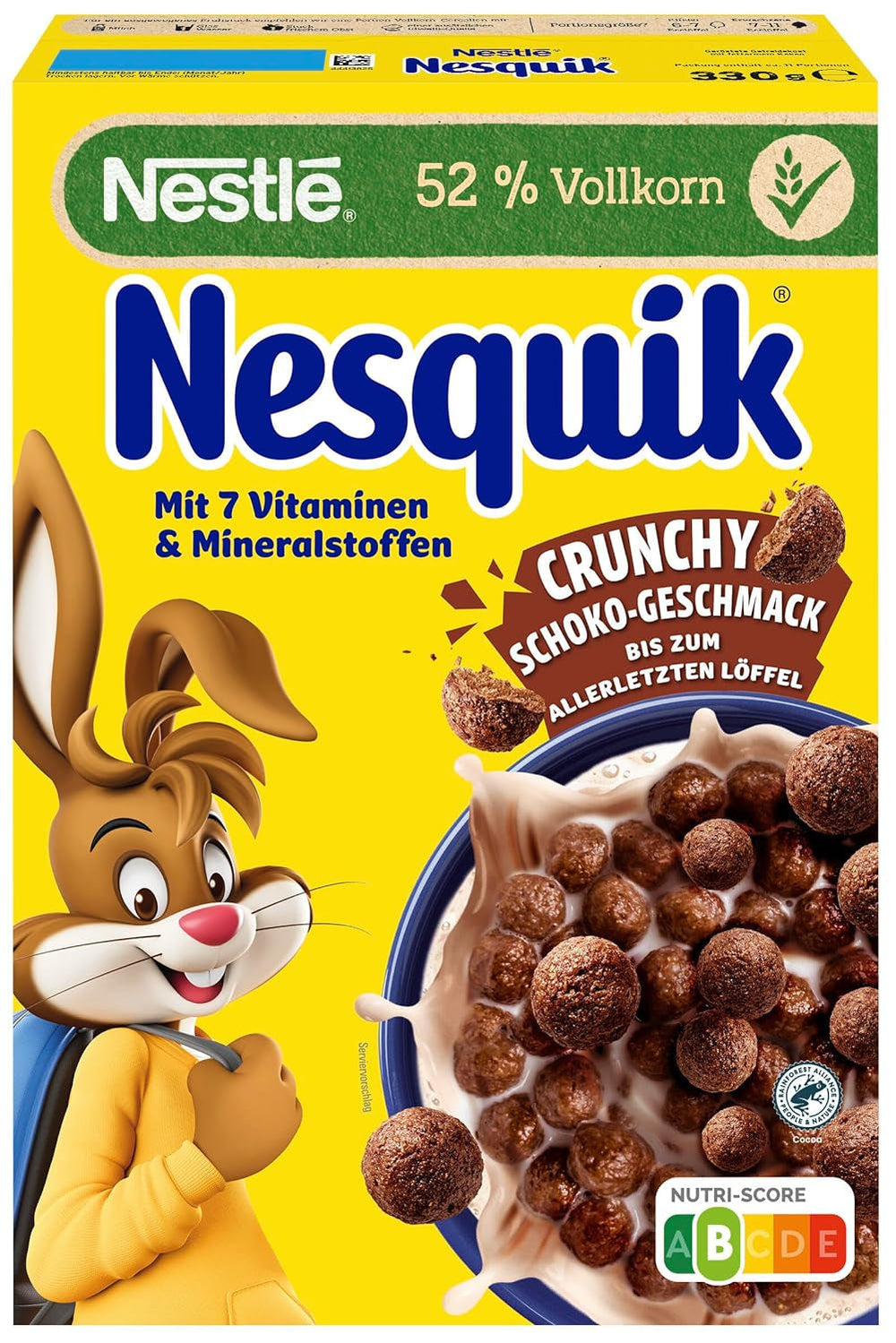 Nesquik Nestlé Nesquik Crunchy Breakfast, Cereale cu ciocolată și cereale integrale, 1 pachet (1 x 330g)