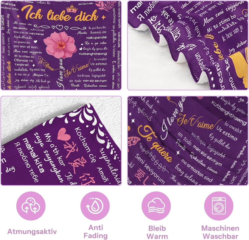 Geschenke für Mama, Jubiläumsgeschenk für Paare, besondere Frauen, Ehemänner, Schwestern und Mütter, Sicherheit, ideal für Muttertag, Valentinstag und Weihnachten, 127 x 152 cm, Betten und Decken, Yasrlvun