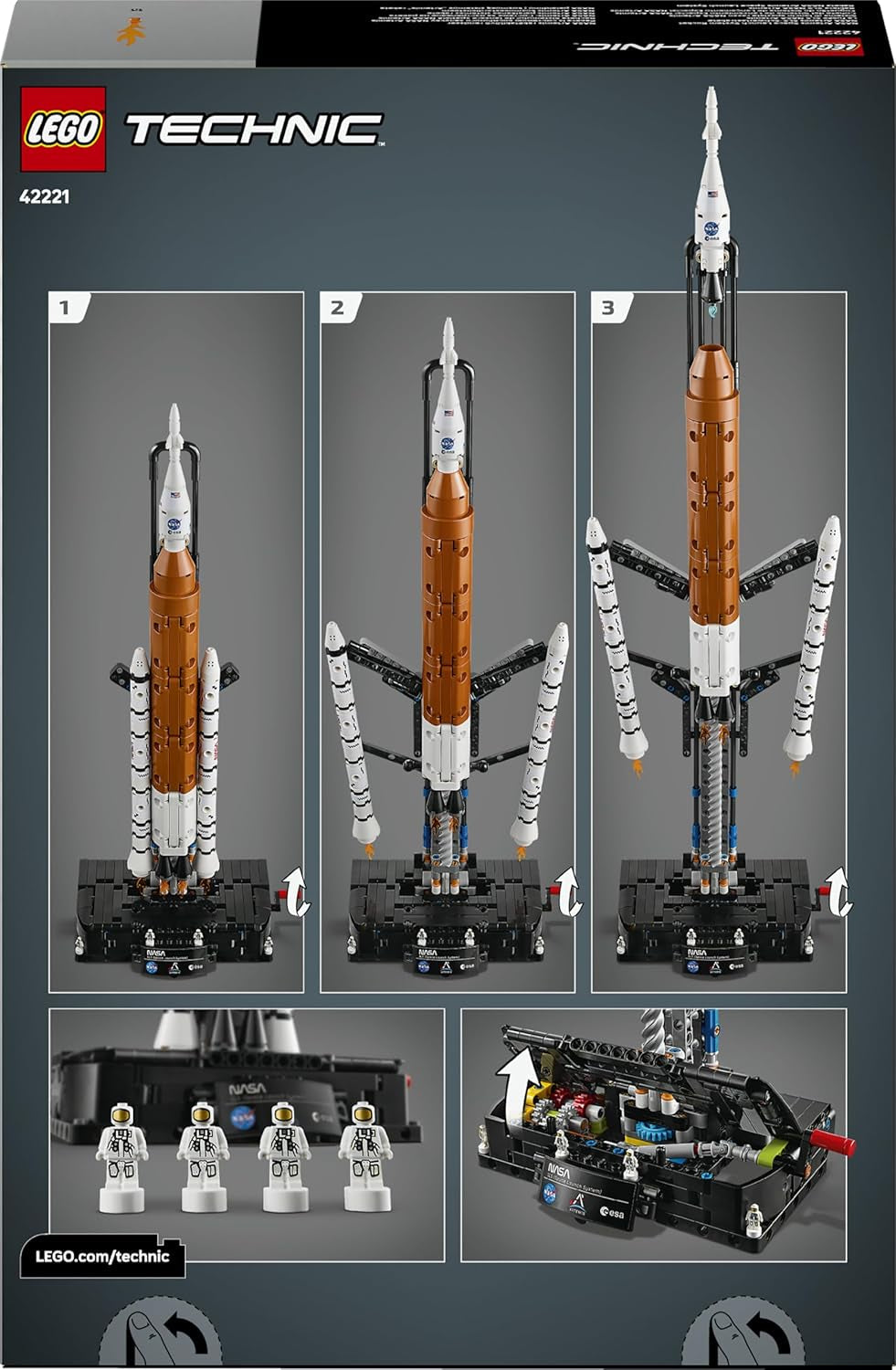 LEGO Technic NASA Artemis SLS-Schwerlastrakete - Kinder Rakete & Raumschiff Spielzeug - Baumodell & Modellbau Konstruktionsspielzeug ab 9 Jahren - Geschenk für Jungen und Mädchen - 42221