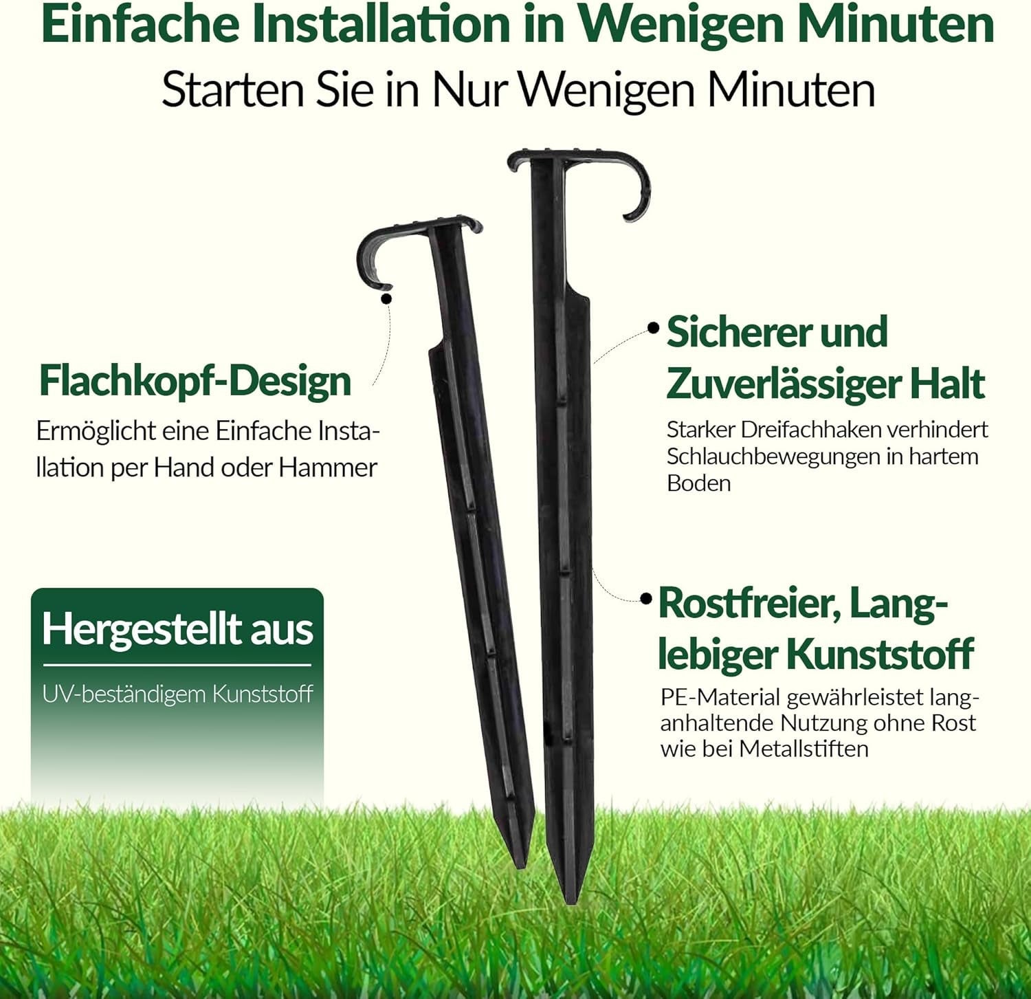 Ancoră de furtun de grădină GARDENIX AquaPIN, 50 de piese, țăruș de pământ, ancoră de fixare pentru furtun de picurare, furtun de irigare, furcă de conectare