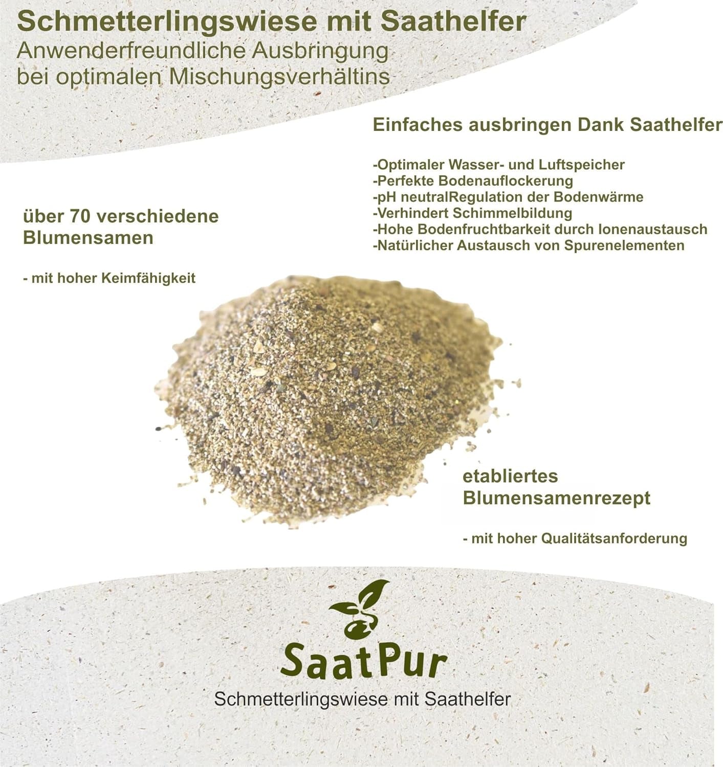 50-75 M² Schmetterlingswiese 0,5 Kg (Ohne Gras, Mit Saathelfer) – Für Sandige Standorte 500G Wildblumenmischung Blumenmischung