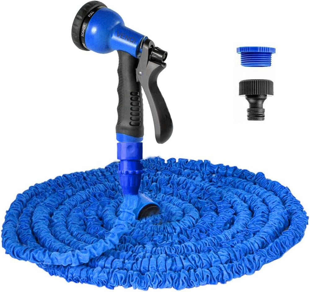 Furtun de grădină extensibil 30 m, furtun flexibil de apă de 100 ft cu duză de pulverizare cu 8 jeturi, furtun retractabil etanș, rezistent cu conectori de 3/4" și 1/2" (30 m, verde)