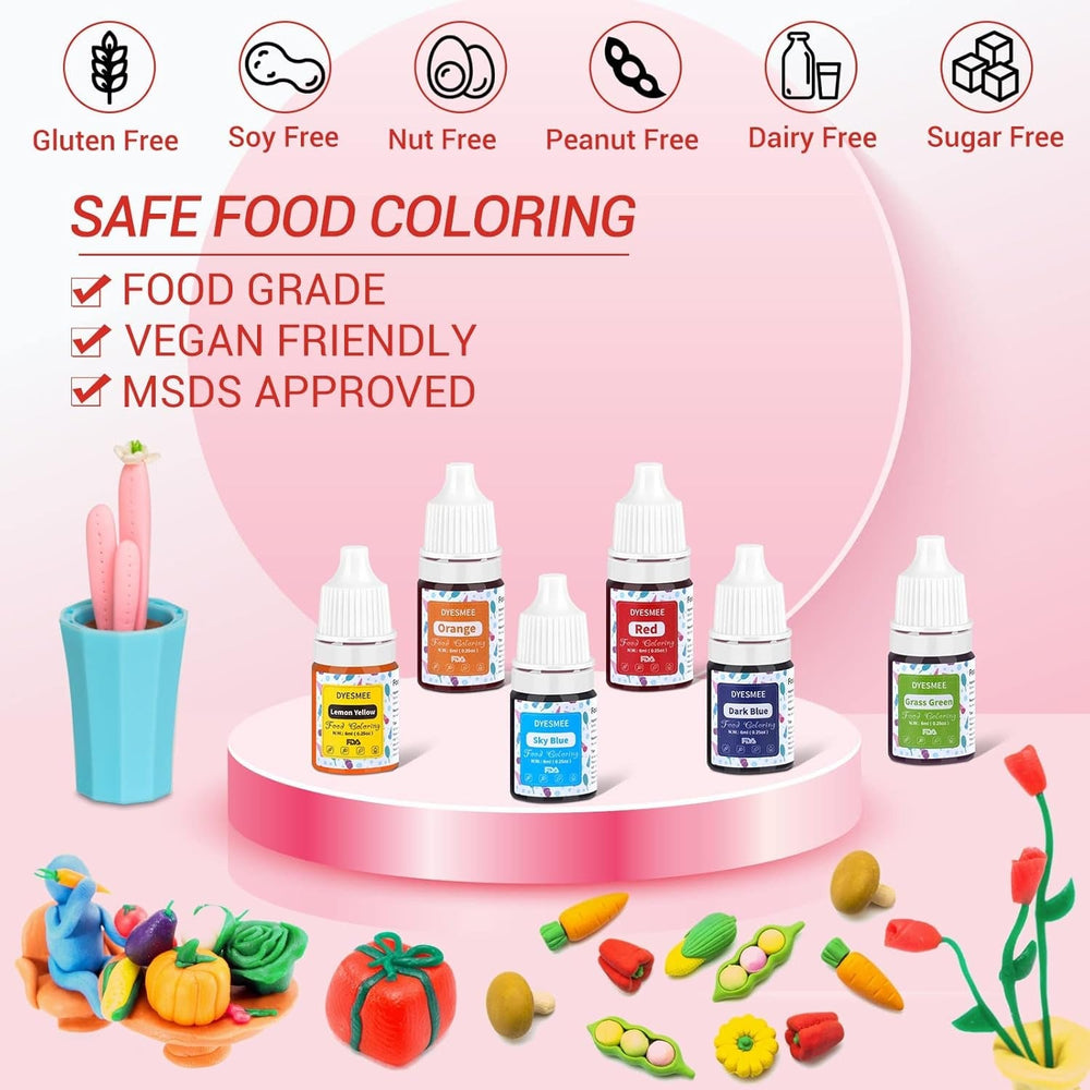 Colorant alimentar lichid – 12 culori colorant alimentar foarte concentrat pentru copt, băuturi, macaroane, fondant, decorare tort, set de coloranți alimentari pentru săpunuri DIY, slime, meșteșuguri (6 ml fiecare)