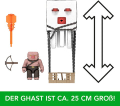Mattel Minecraft Actionfiguren-Set, Ghast mit Feuerangriff, Lichter, Lärm, Starter und Projektil, Piglin-Krieger, inspiriert vom Film, JFB69. Actionfiguren Naty Shop