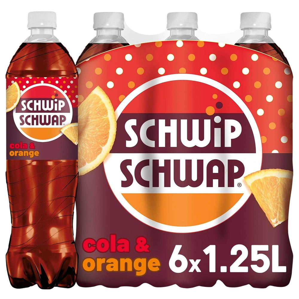 SCHWIPSCHWAP, Das Original - Orange koffeinhaltiges Cola-Getränk, Set 6 x 1,25 Liter Alkoholfreie Getränke Naty Shop Neue Version