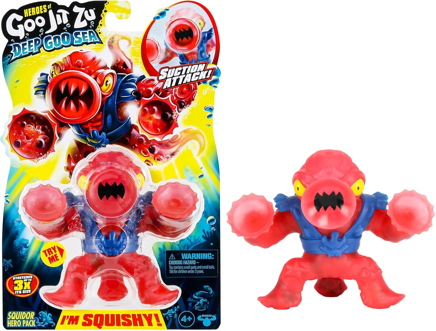 Heroes of Goo Jit To Deep GOO Sea Hero Pack mit Thrash. Superelastische und dehnbare Actionfigur mit spezieller Schleimfüllung und beweglichem Kiefer. Actionfiguren Naty Shop Squidor