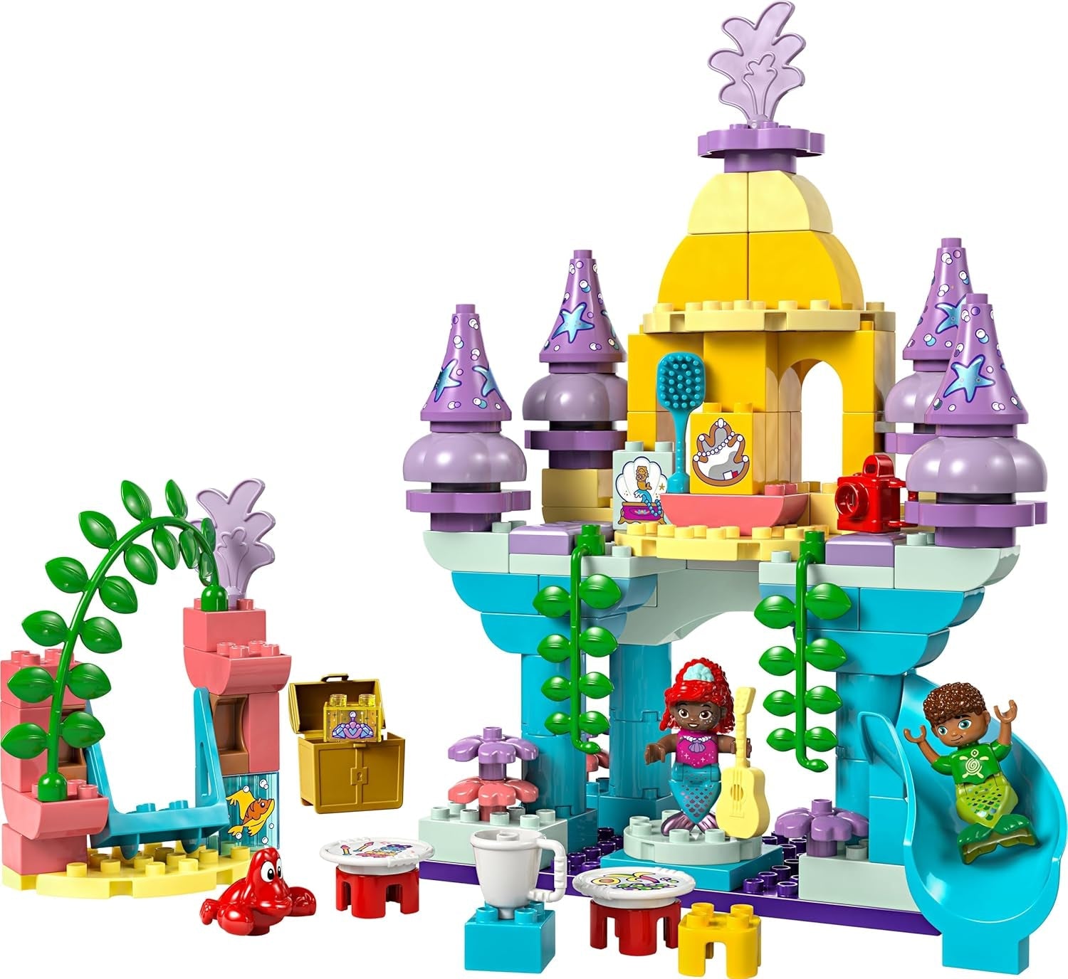 LEGO DUPLO Disney Arielles magischer Unterwasserpalast – Schloss Spielzeug aus Die kleine Meerjungfrau für Mädchen & Jungen ab 2 Jahren – Lernspielzeug für Kinder mit 3 Figuren – Geschenk – 10435