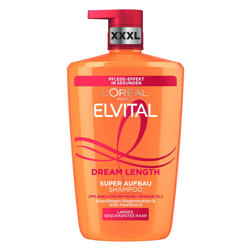 L'Oréal Paris Elvital Dream Length Super Building Shampoo, für traumhaft langes Haar. Dusche und Bad L'Oréal 1 Liter Dream Length
