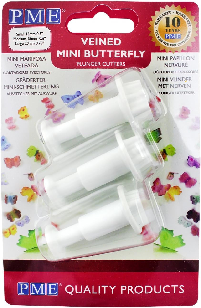Set mini piston fluture, alb, 3 piese, 4,5 x 2,7 x 2,7 cm