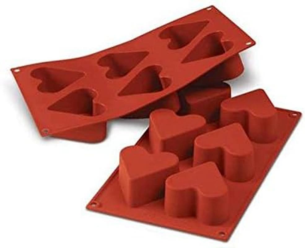 Silikomart 20.036.00.0060 SF 036, Inima Bucatarie Naty Shop L (65 x 40 mm. Volum: 6 x 130ml) 6 x Inimi